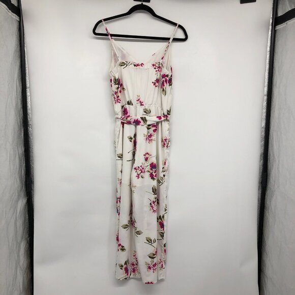 Dynamite White & Fuschia Floral Surplice neck Waist Tie Jumpsuit size S - Picture 2 of 14